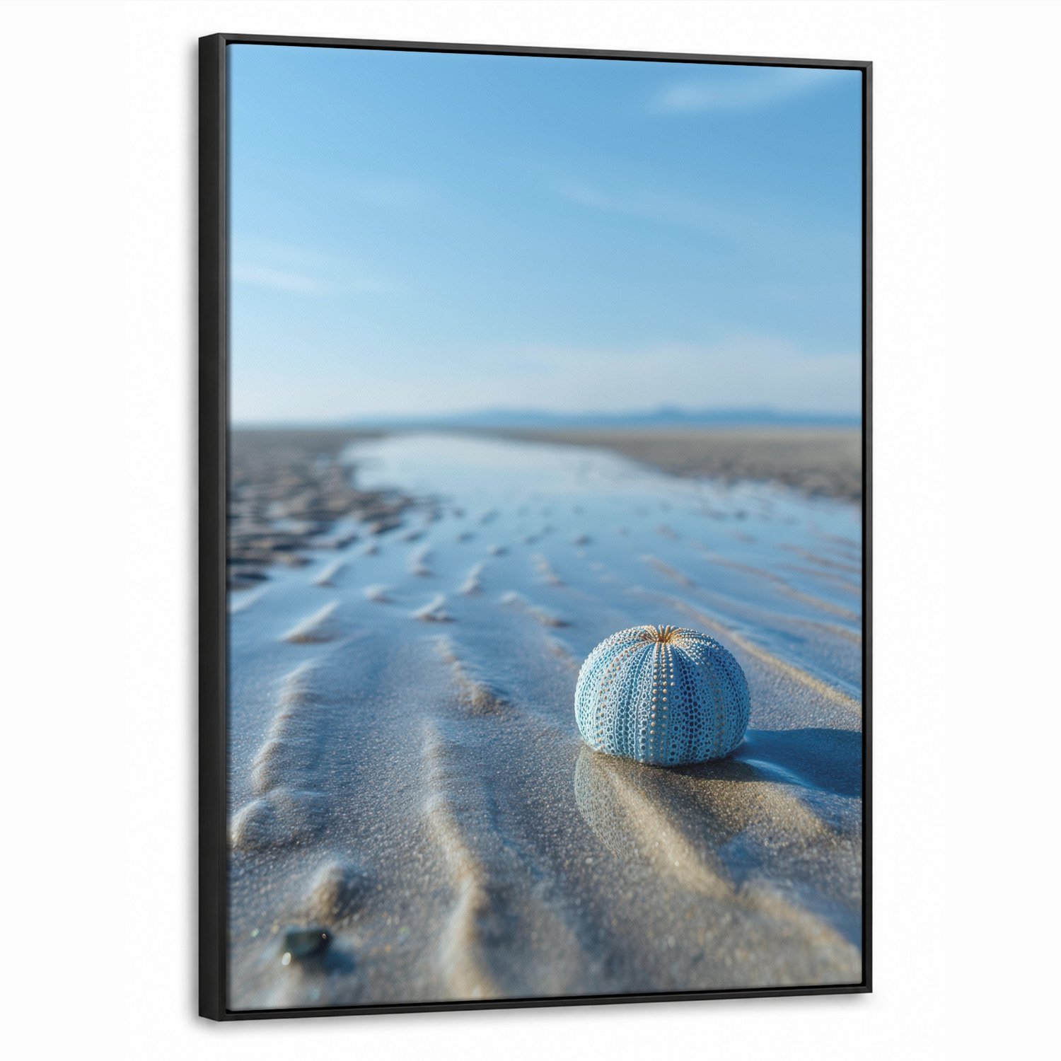 Canvas Schilderij met Baklijst 60x80cm - Strand - Schild - Water - Blauw - Muurdecoratie woonkamer - Slaapkamer decoratie - Kamer accessoires - Schilderijen op canvas met lijst