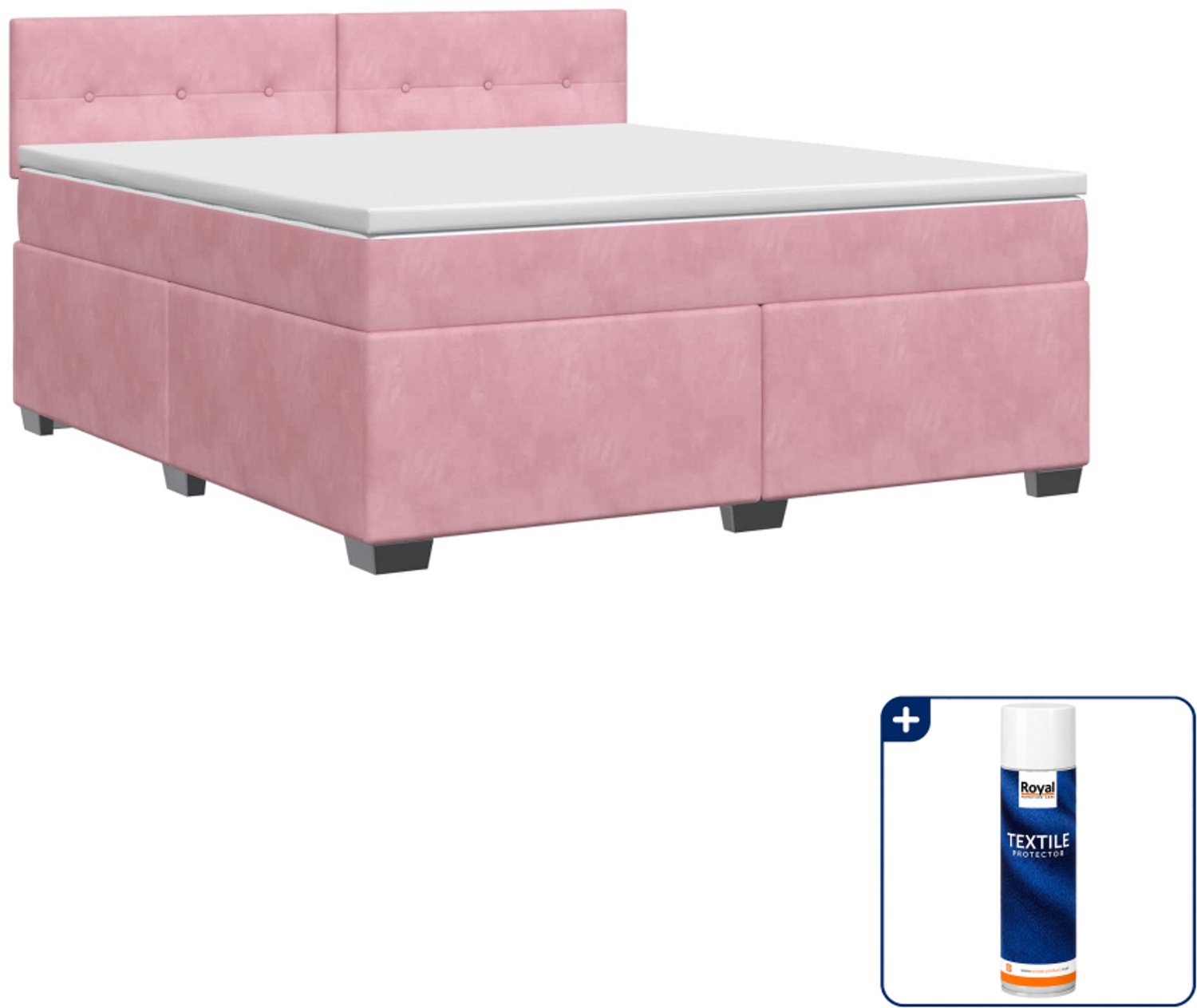 vidaXL boxspringbed - Queensize - 160 x 200 cm - roze - Inclusief textielbeschermer 500 ml