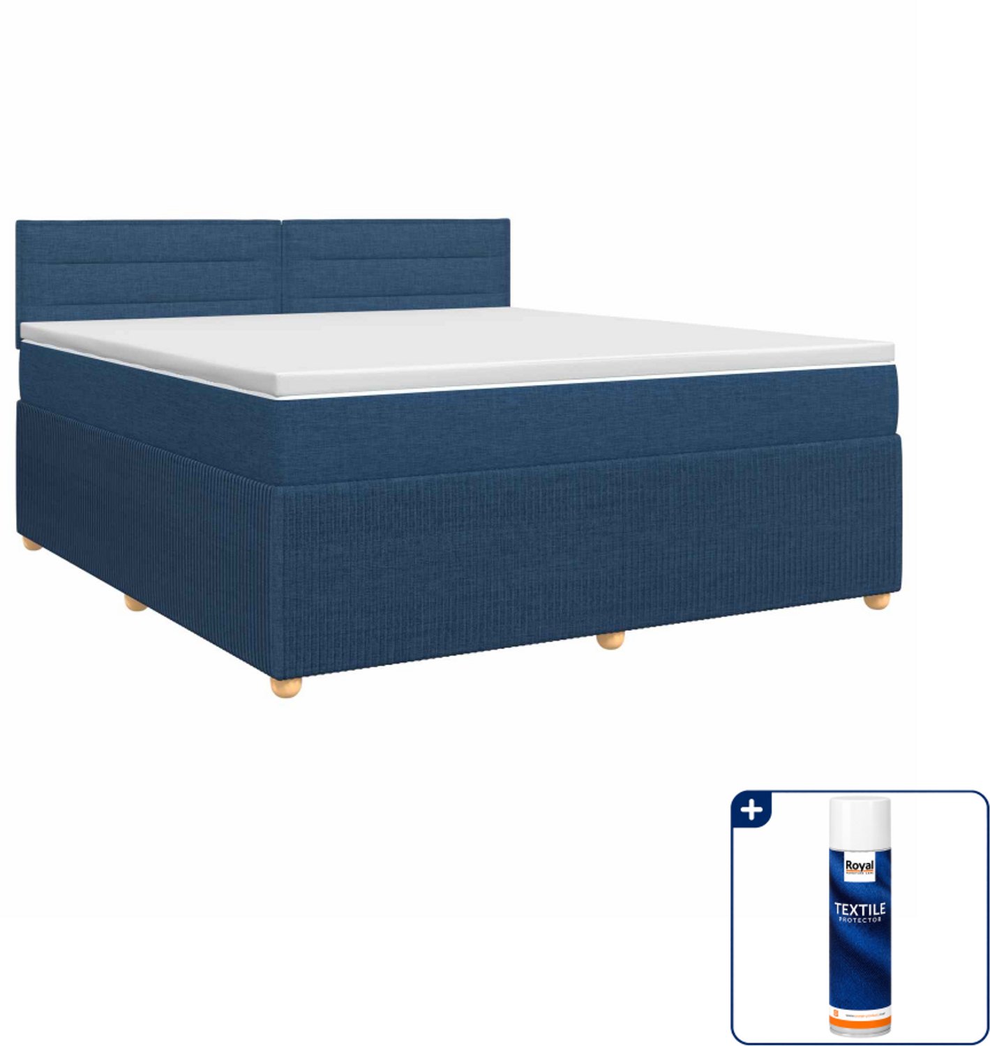 vidaXL boxspring Queensize - 160 x 200 cm - blauw - Inclusief textielbeschermer 500 ml