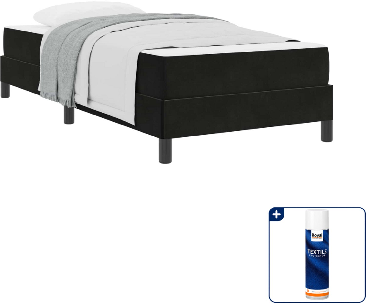 vidaXL boxspringbed met matras - 100 x 200 cm - stof - zwart - Inclusief textielbeschermer 500 ml Bruin