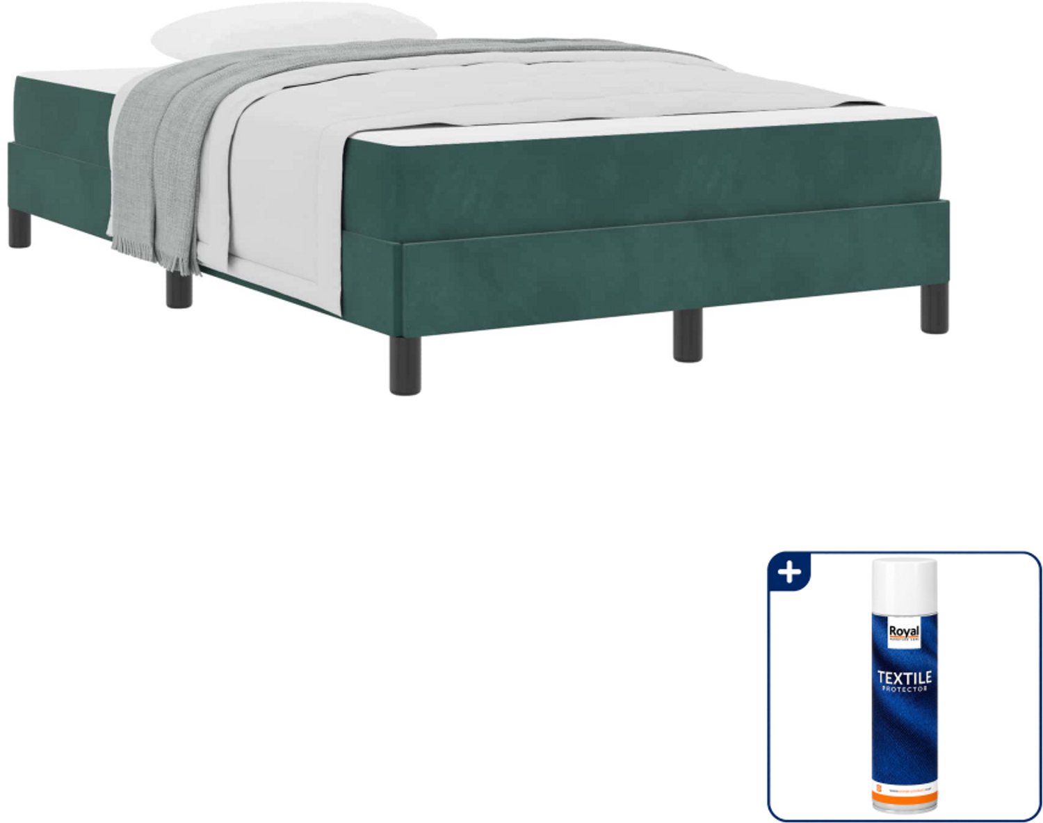 vidaXL boxspringbed met matras - 120 x 200 cm - stof - donkergroen - Inclusief textielbeschermer 500 ml