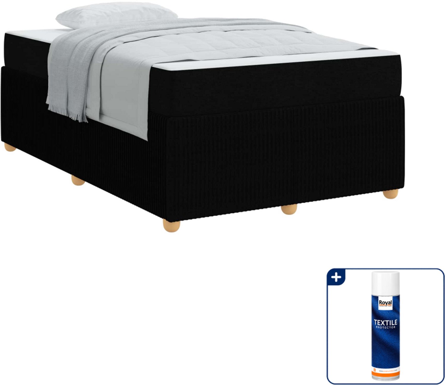 vidaXL Bedframe - 120 x 200 cm - bewerkt hout - zwart - Inclusief textielbeschermer 500 ml