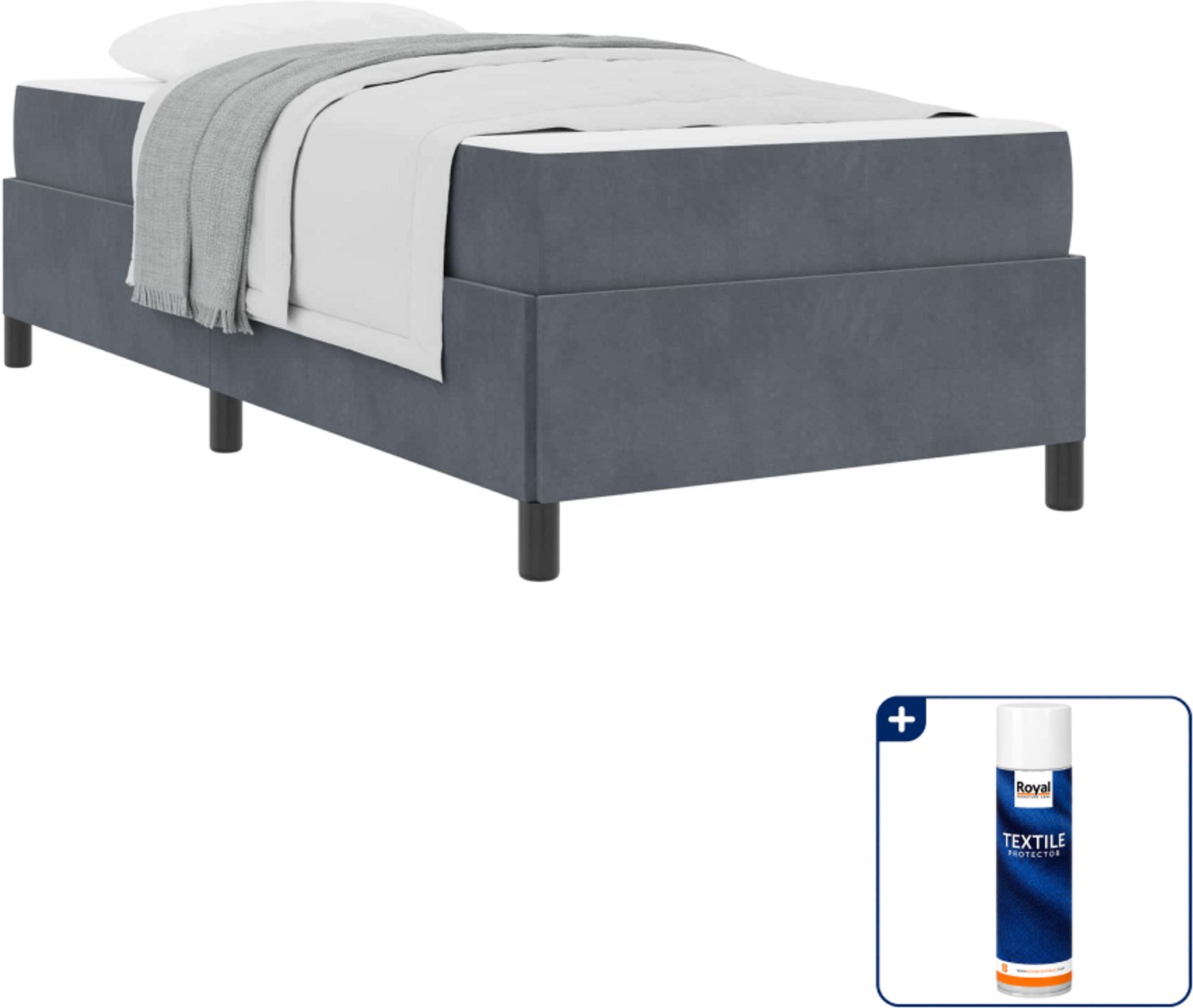 vidaXL bed met matras - 100 x 200 cm - donkergrijs - Inclusief textielbeschermer 500 ml Bruin