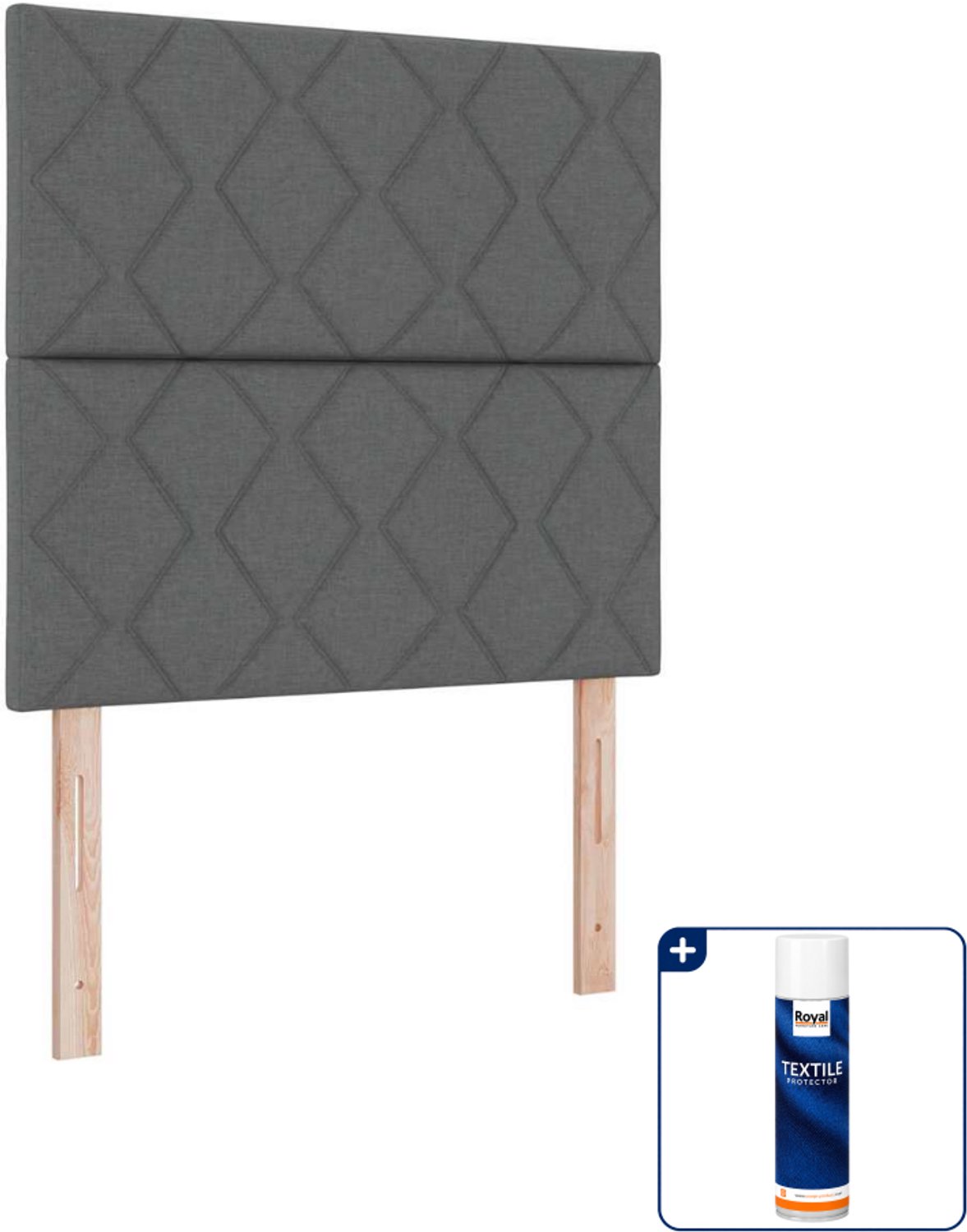 vidaXL LED boxspringbed - 90 x 200 cm - donkergrijs - Inclusief textielbeschermer 500 ml