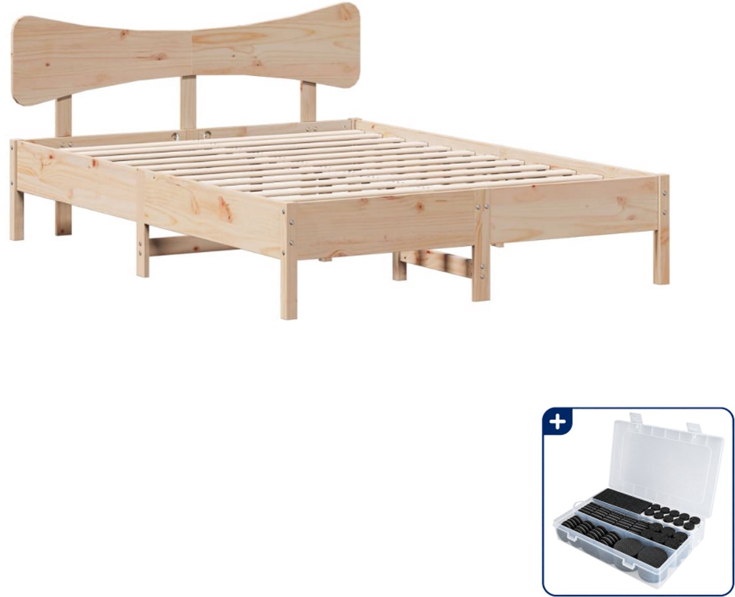 vidaXL bedframe - 120 x 190 cm - massief grenenhout - Inclusief antikrasvilt 177-delig Bruin