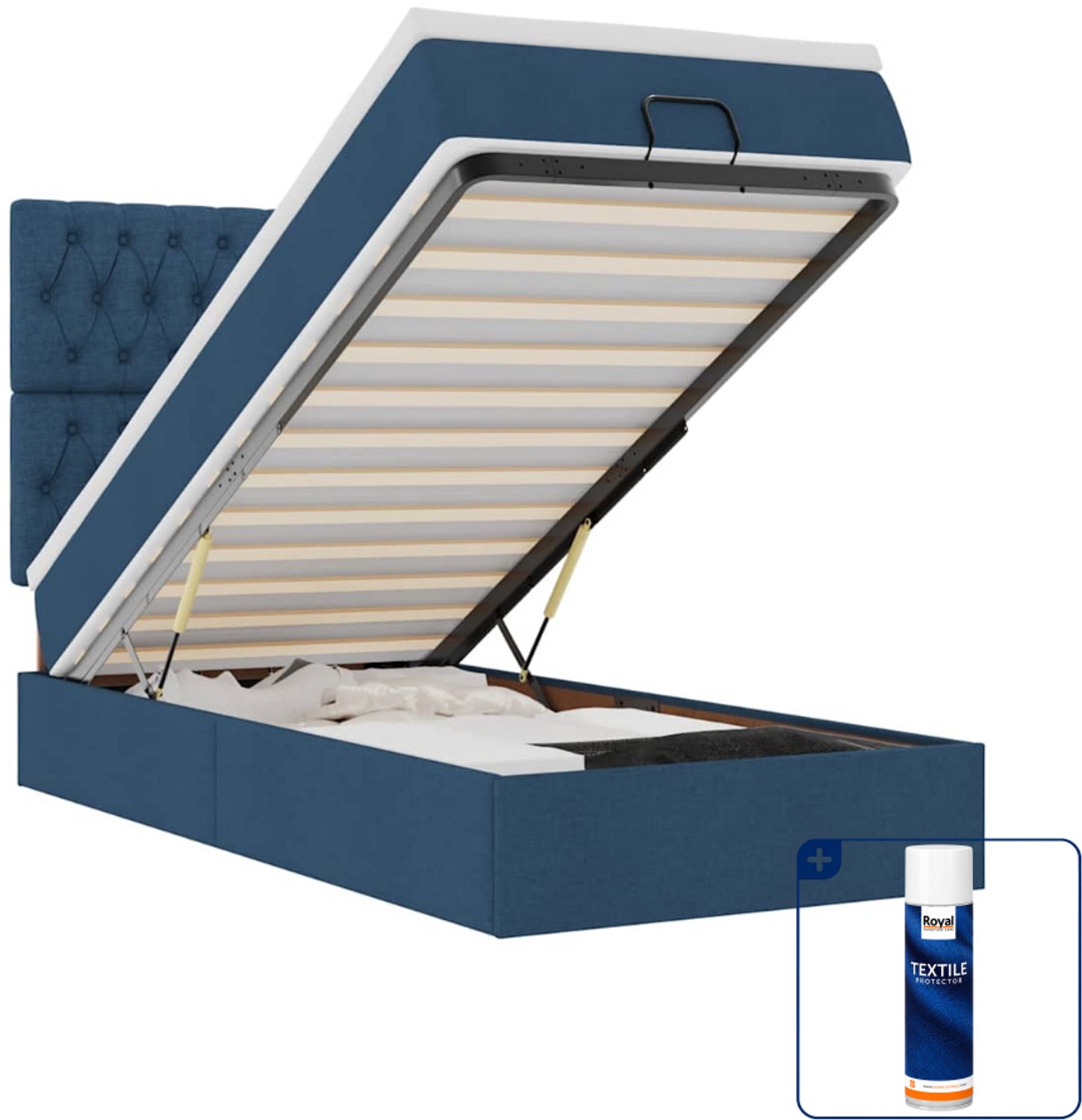 vidaXL ottoman bed met matras 80 x 200 cm - stof - blauw - Inclusief textielbeschermer 500 ml Roze