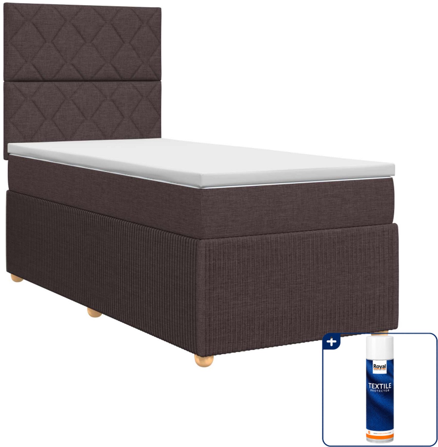 vidaXL boxspringbed - 80 x 200 cm - donkerbruin - Inclusief textielbeschermer 500 ml