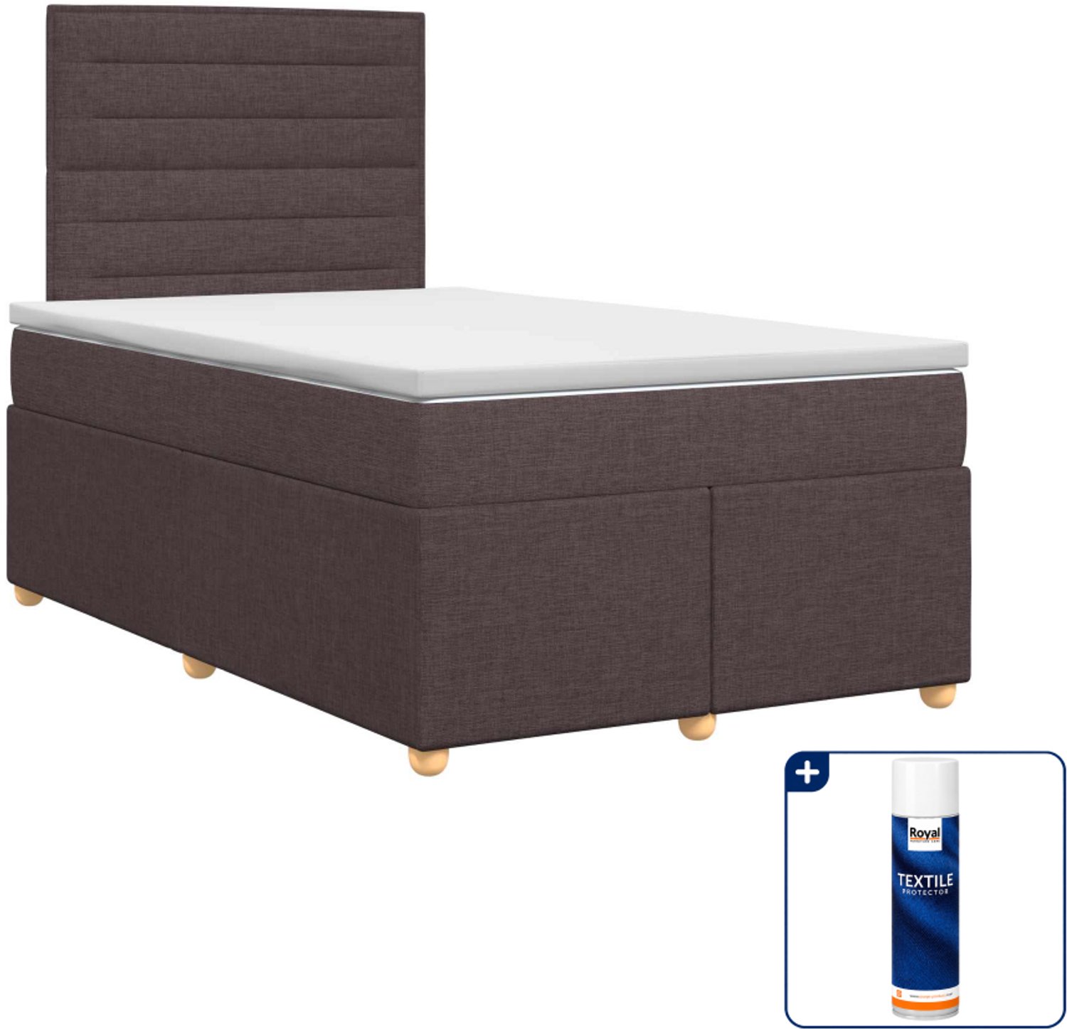 vidaXL boxspringbed met matras - 120 x 190 cm - donkerbruin - Inclusief textielbeschermer 500 ml
