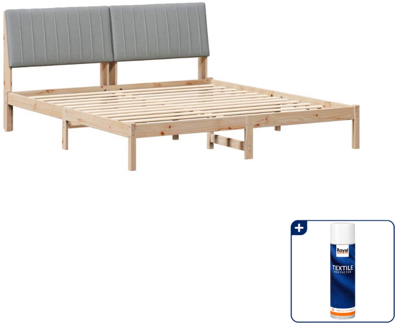 vidaXL Bedframe - Kingsize - 180 x 200 cm - bruin - Inclusief textielbeschermer 500 ml