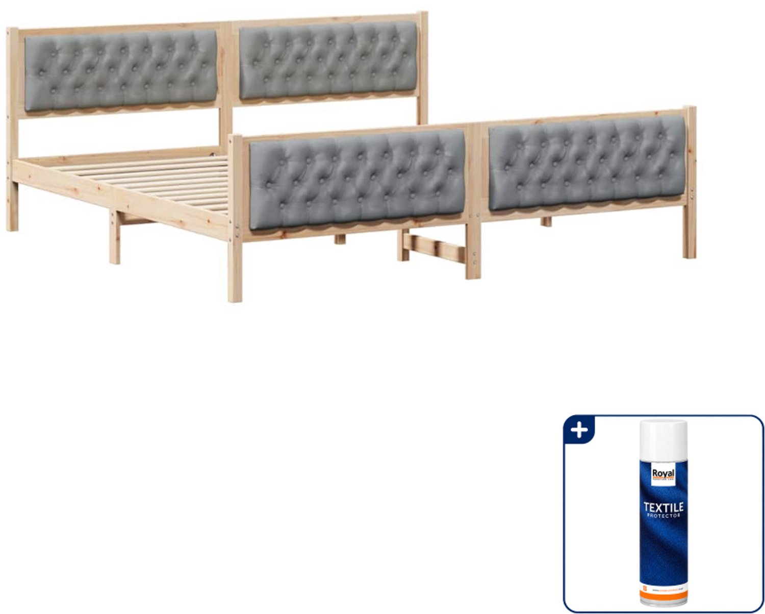 vidaXL Bedframe - 200 x 200 cm - polyester - lichtgrijs - Inclusief textielbeschermer 500 ml Roze