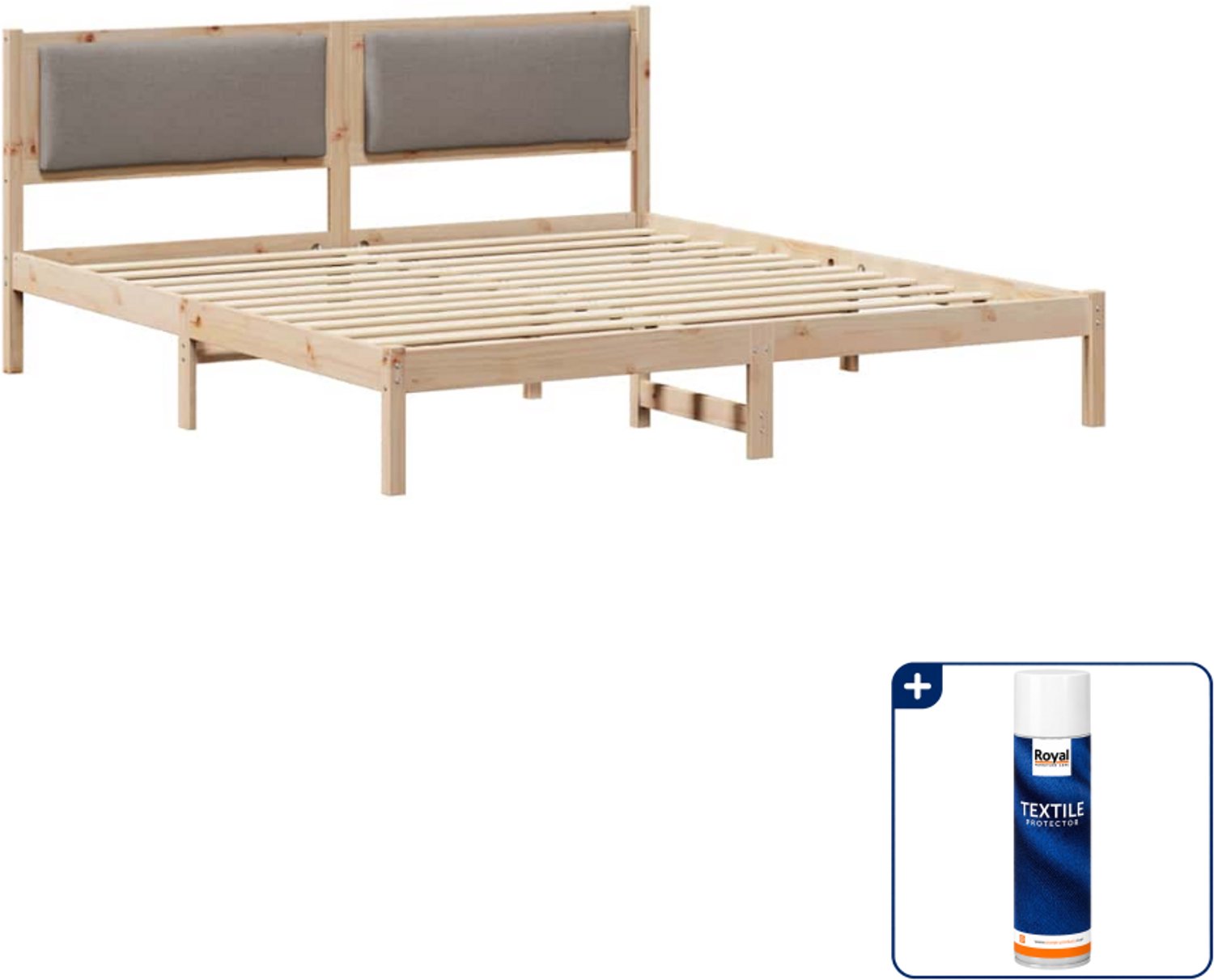 vidaXL Bedframe - 200 x 200 cm - massief grenenhout - taupe - Inclusief textielbeschermer 500 ml Roze
