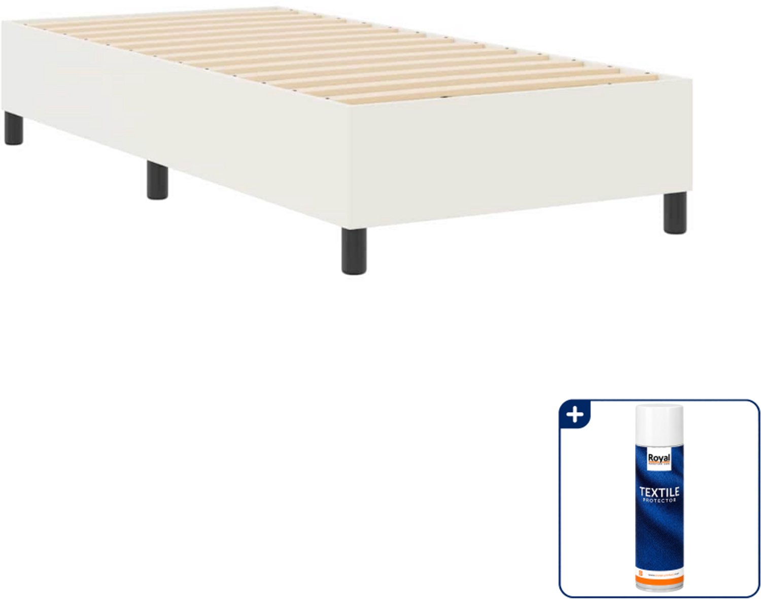 vidaXL platform bedframe - 80 x 200 cm - katoen - crème - Inclusief textielbeschermer 500 ml
