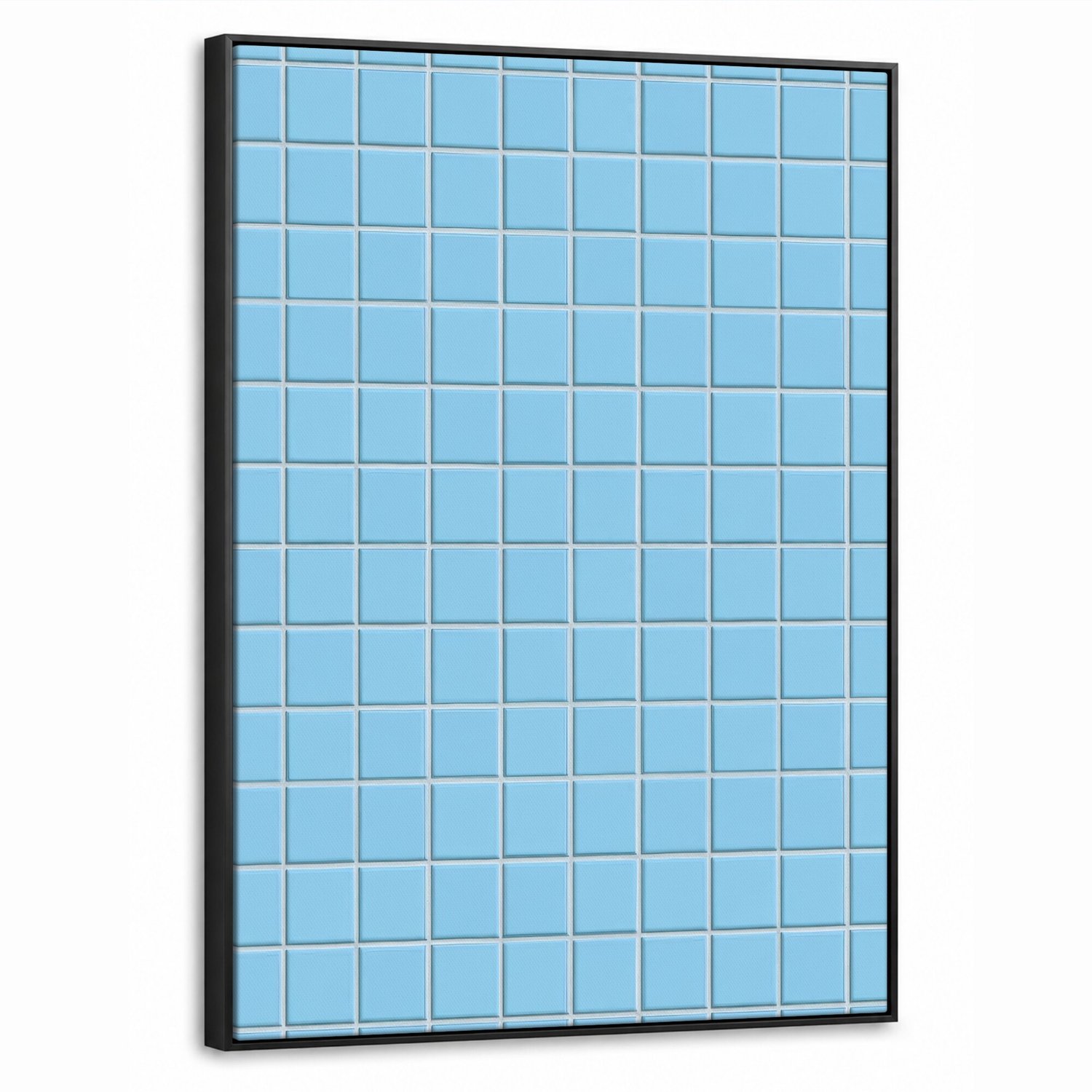 Canvas Schilderij met Baklijst 50x70cm - Patroon - Tegel - Pastel - Blauw - Muurdecoratie woonkamer - Slaapkamer decoratie - Kamer accessoires - Schilderijen op canvas met lijst