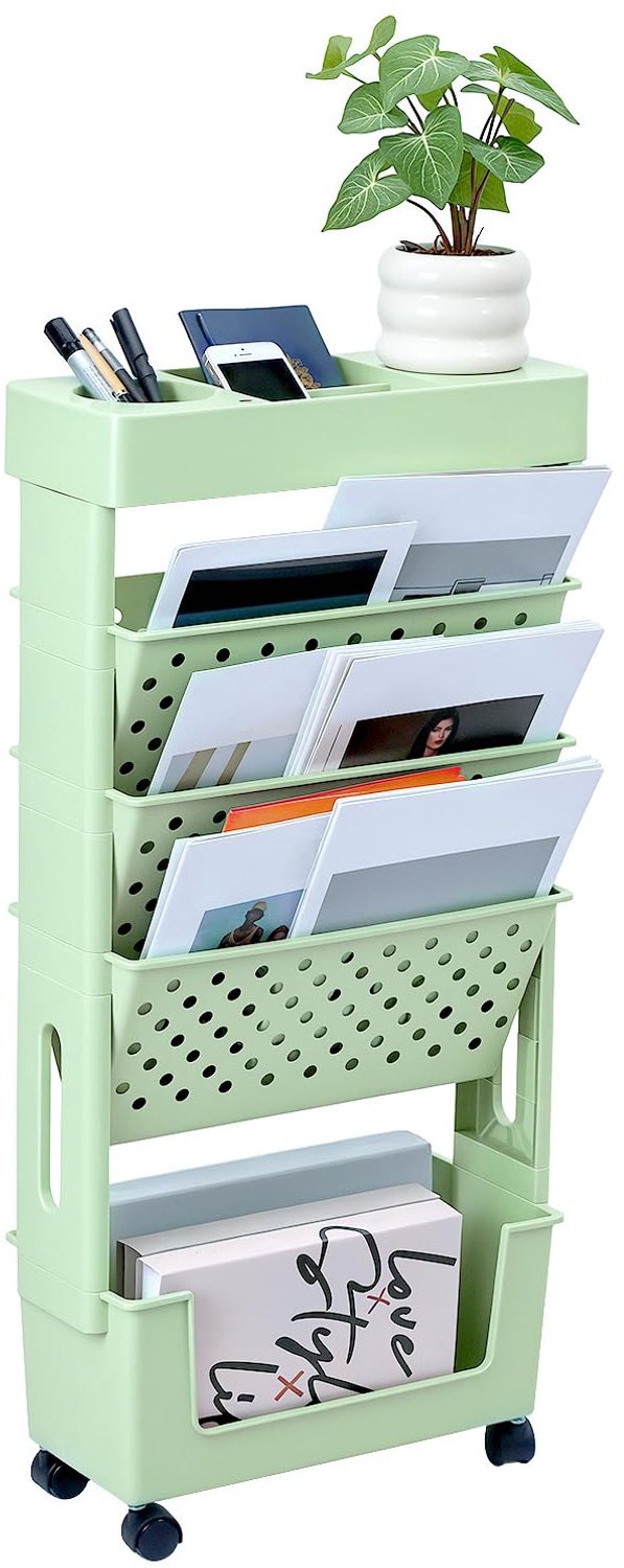 Mobiel Boekenrek met Wielen en Groen Design