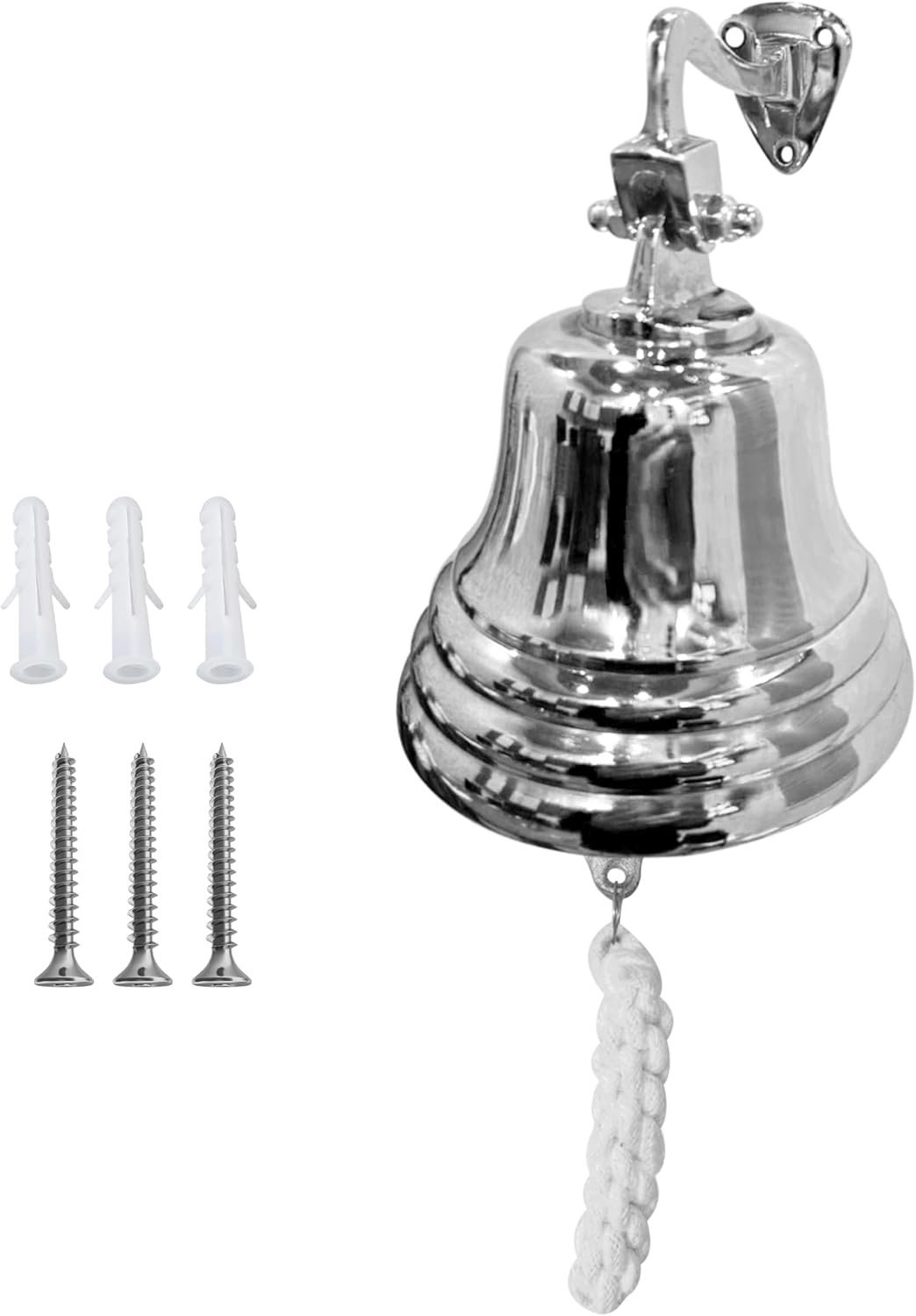 Scheepsbel - Aluminium - 12,7 cm - Wandbel met Touw - Voor Buiten en Binnen