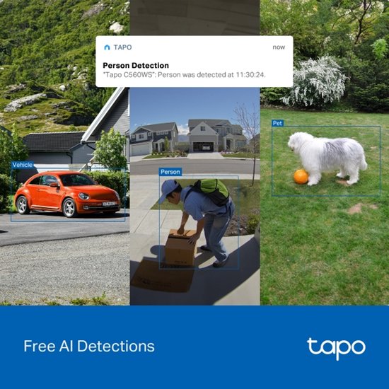 Tapo C560WS Beveiligingscamera Buiten 3-pack - Bundelvoordeel - 4K 8MP - Gezichtsherkenning - 360° Draaibaar - Starlight Kleur Nachtzicht - IP66 Weerbestendig - AI Tracking - Wifi 6 Dual-Band - 18x Zoom - Persoons-, Huisdier- & Voertuigdetectie — afbeelding 5