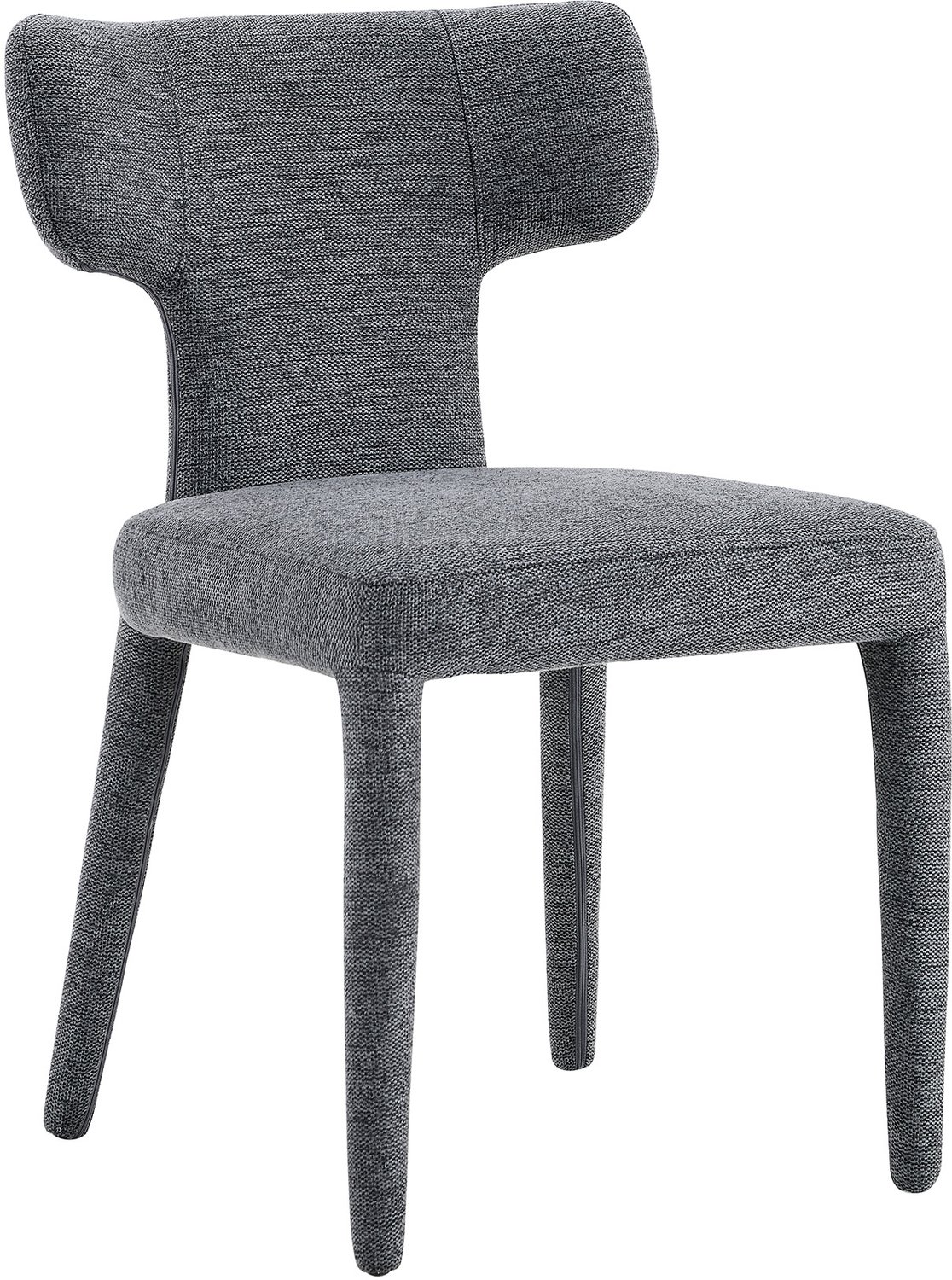 MUVANO Set van 2 grijze stoffen eetkamerstoelen - T-vormige rugleuning - Gevoerde zitting - Metalen poten - Zithoogte 49 cm - Keuken en eetkamer Grijs