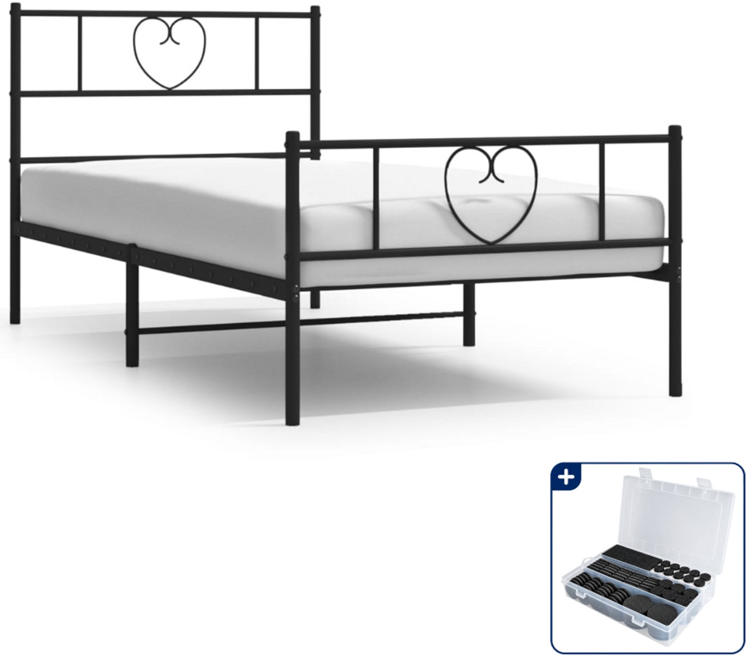 vidaXL bedframe - 80 x 200 cm - staal - zwart - Inclusief antikrasvilt 177-delig