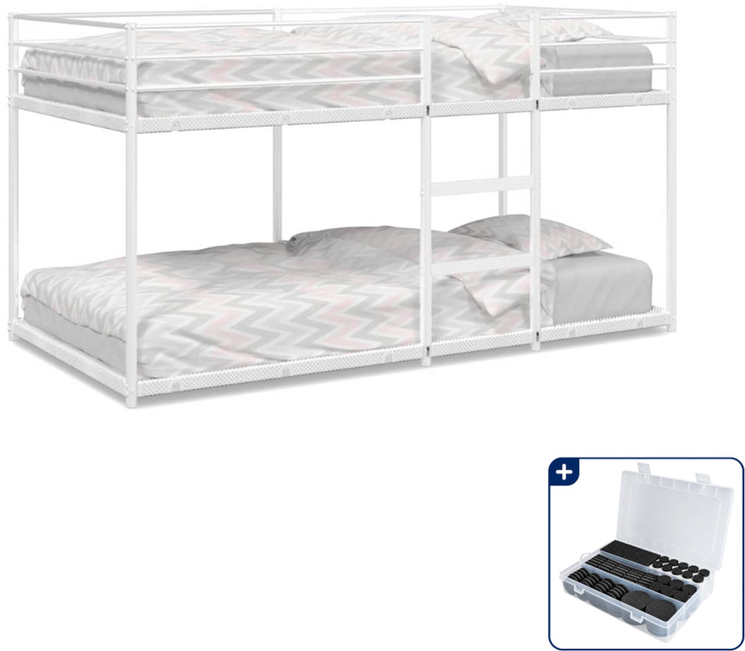 vidaXL stapelbed - 100 x 190 cm - staal - wit - Inclusief antikrasvilt 177-delig