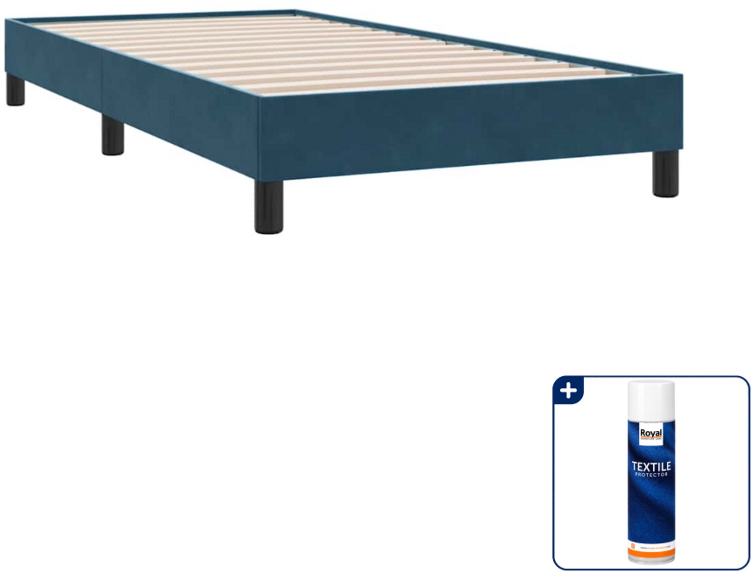 vidaXL bedframe 90 x 210 cm - fluweel - donkerblauw - Inclusief textielbeschermer 500 ml