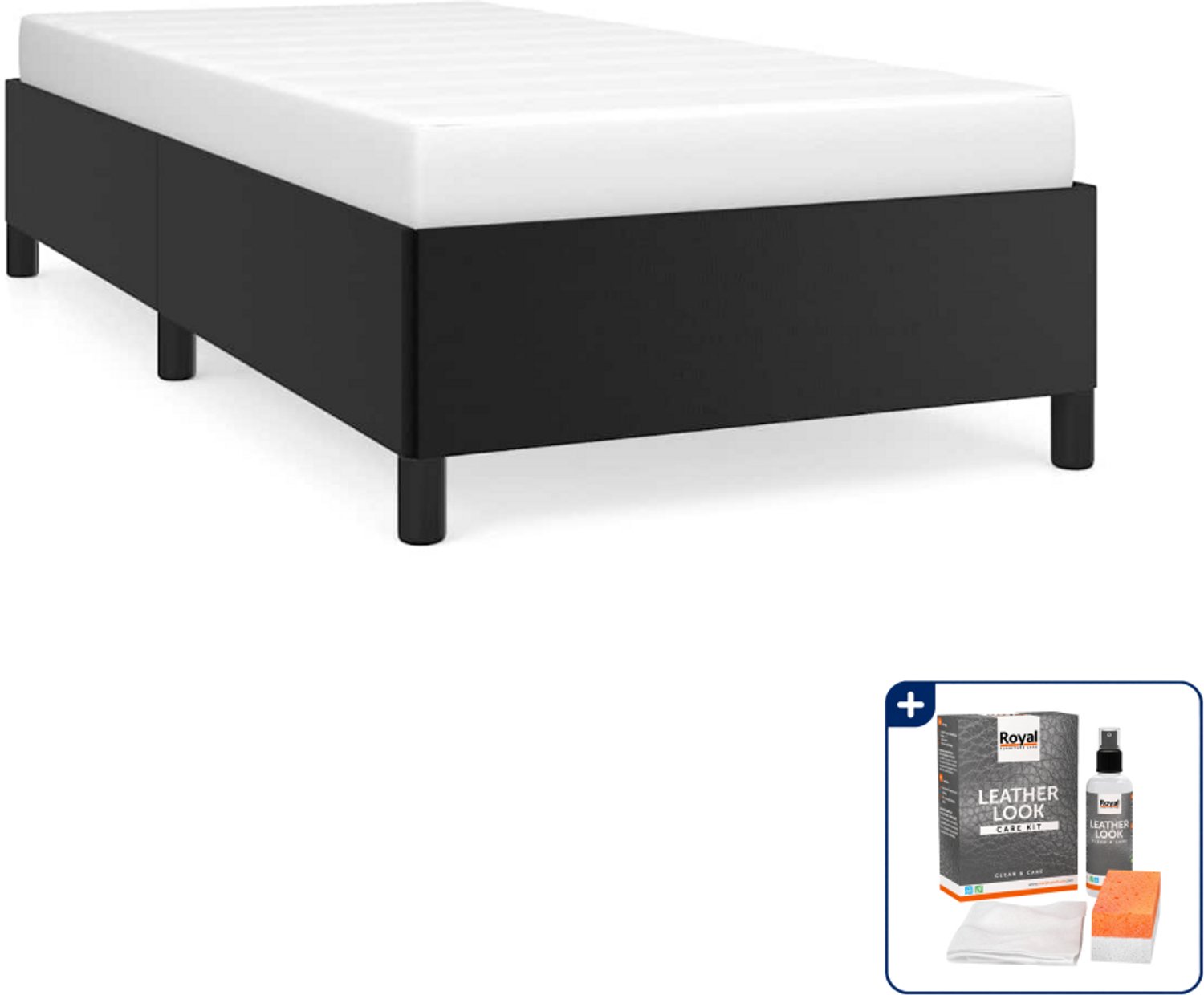 vidaXL bedframe 100 x 200 cm - kunstleer - zwart - Inclusief onderhoudsset voor kunstleer 150 ml