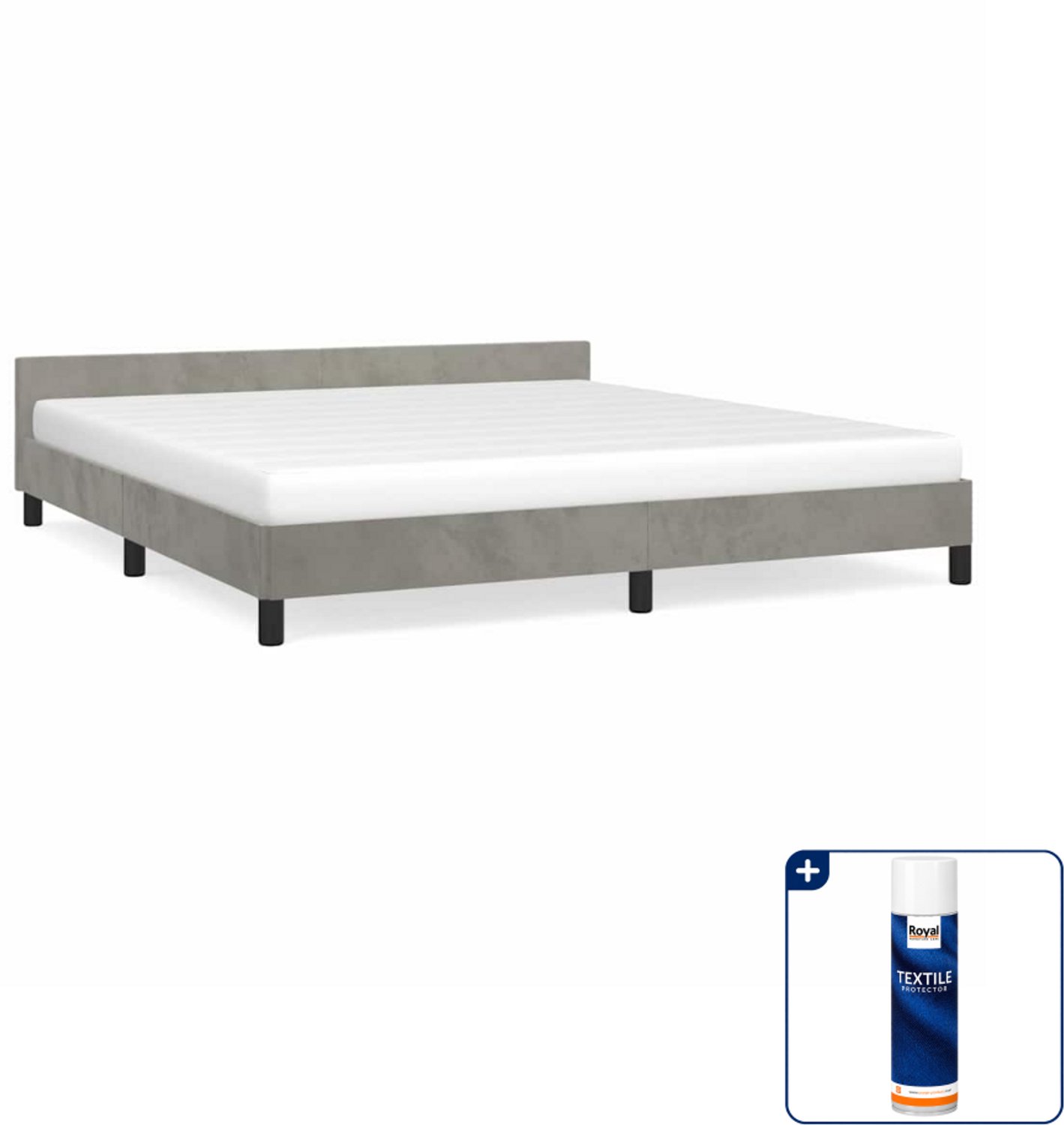 vidaXL bedframe - Queensize - 160 x 200 cm - fluweel - lichtgrijs - Inclusief textielbeschermer 500 ml