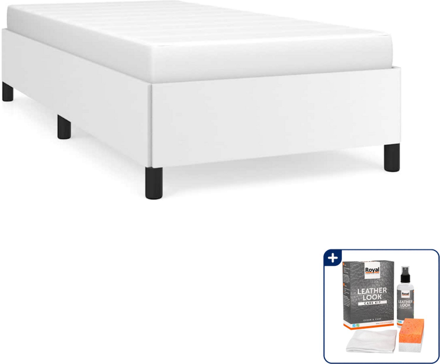 vidaXL bedframe - 90 x 200 cm - kunstleer - wit - Inclusief onderhoudsset voor kunstleer 150 ml