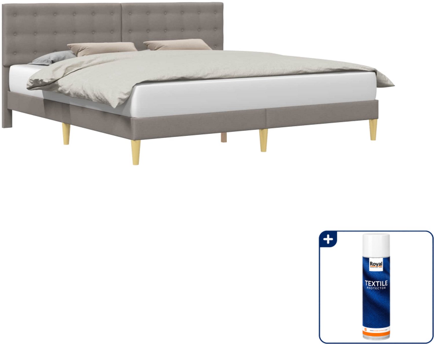 vidaXL Bedframe - 200 x 200 cm - stof - taupe - Inclusief textielbeschermer 500 ml