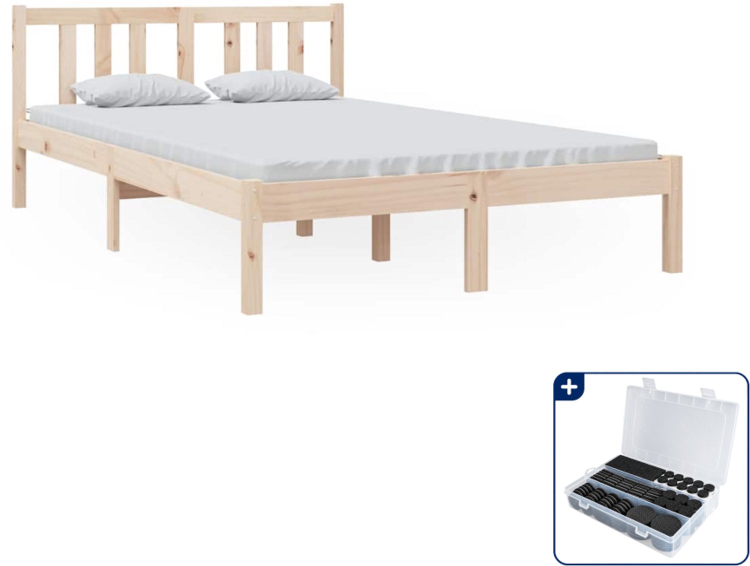 vidaXL bedframe - 120 x 200 cm - massief grenenhout - Inclusief antikrasvilt 177-delig Bruin