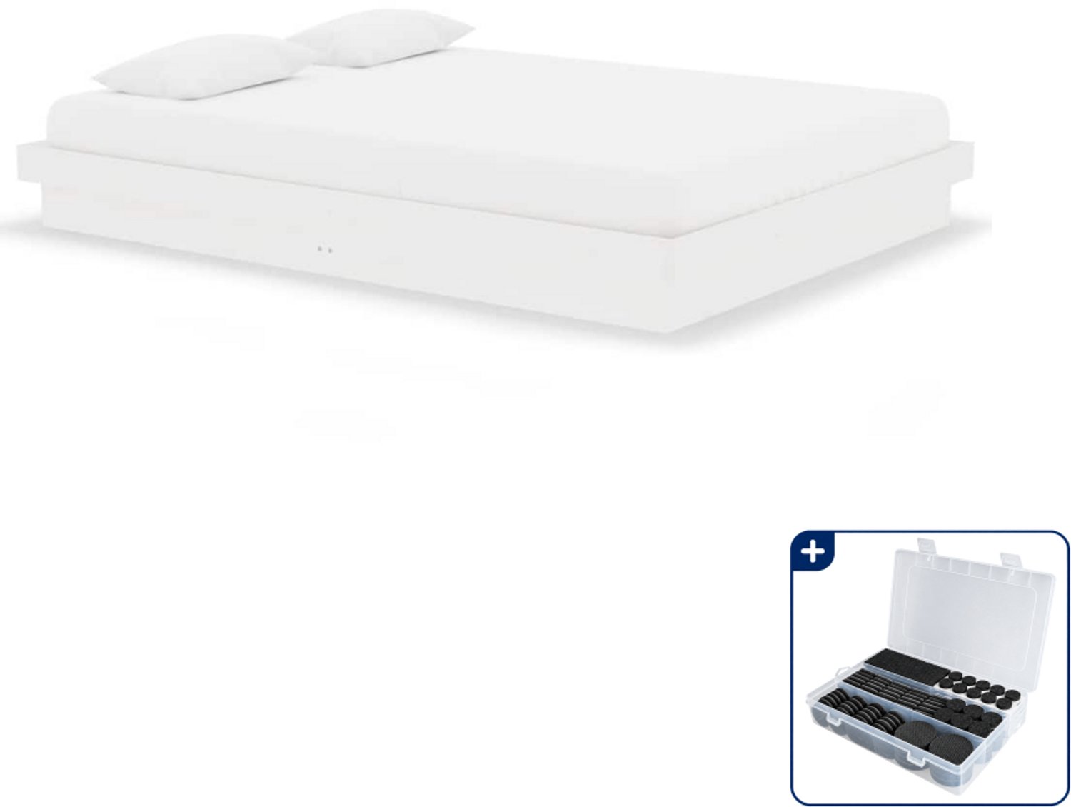 vidaXL bedframe - 135 x 190 cm - massief grenenhout - wit - Inclusief antikrasvilt 177-delig
