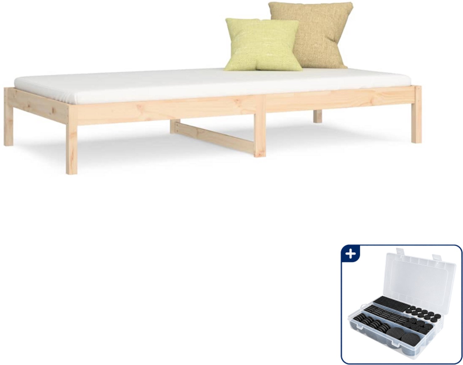 vidaXL slaapbank 90 x 190 cm - massief grenenhout - Inclusief antikrasvilt 177-delig Bruin