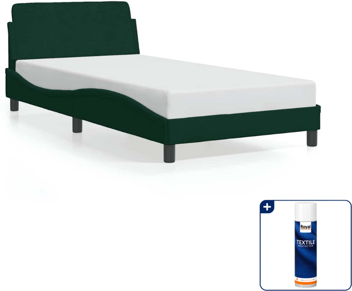 vidaXL bedframe Dover 100 x 200 cm - fluweel - donkergroen - Inclusief textielbeschermer 500 ml