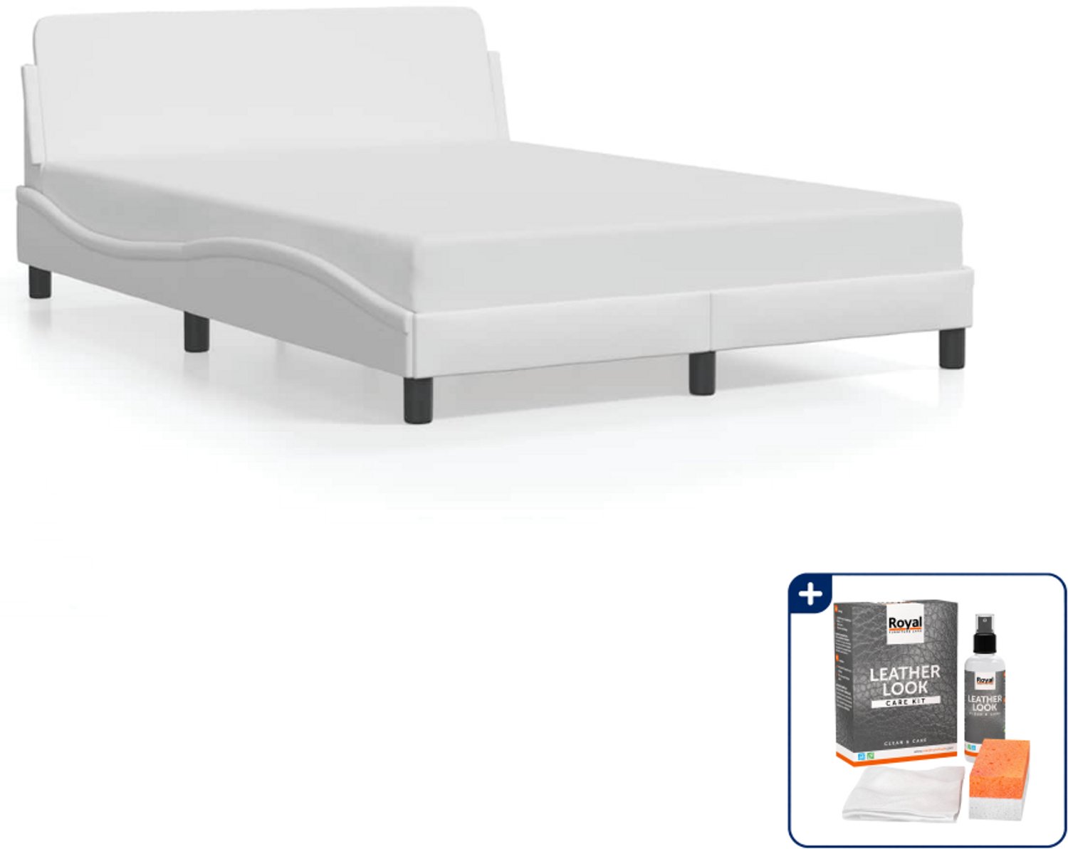 vidaXL Bedframe Dover 120 x 200 cm - kunstleer - wit - Inclusief onderhoudsset voor kunstleer 150 ml