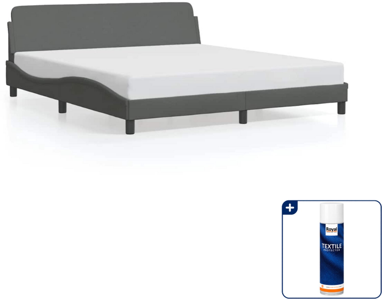 vidaXL Dover bedframe Queensize 160 x 200 cm - donkergrijs - Inclusief textielbeschermer 500 ml