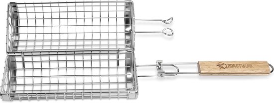 Premium XL Grillmand - Roestvrij staal - Voor Barbecue - Rollend Design - Voor Groenten en Vlees van premium — afbeelding 2