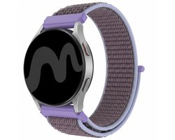 Nylon bandje - Universeel 20 mm aansluiting - Geschikt voor o.a. Samsung Galaxy Watch 7/6/5/4/FE/Active 2, Garmin Vivoactive 6/5/4/3, Forerunner 245/165/55, Venu Sq 2, Amazfit GTS/Bip, Huawei Watch GT 2/GT 3 42 mm, Polar Ignite/Pacer - Lila