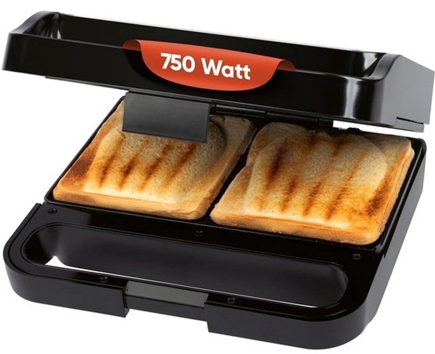 Sandwichmaker voor schelpvormige sandwiches | Voor XXL-toastplakken met antiaanbaklaag | Broodrooster van 750 Watt