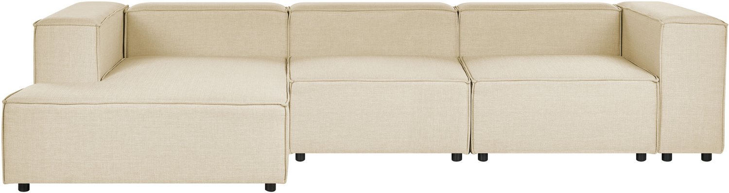 Beliani APRICA - Hoekbank - Beige - Rechterzijde - Linnen