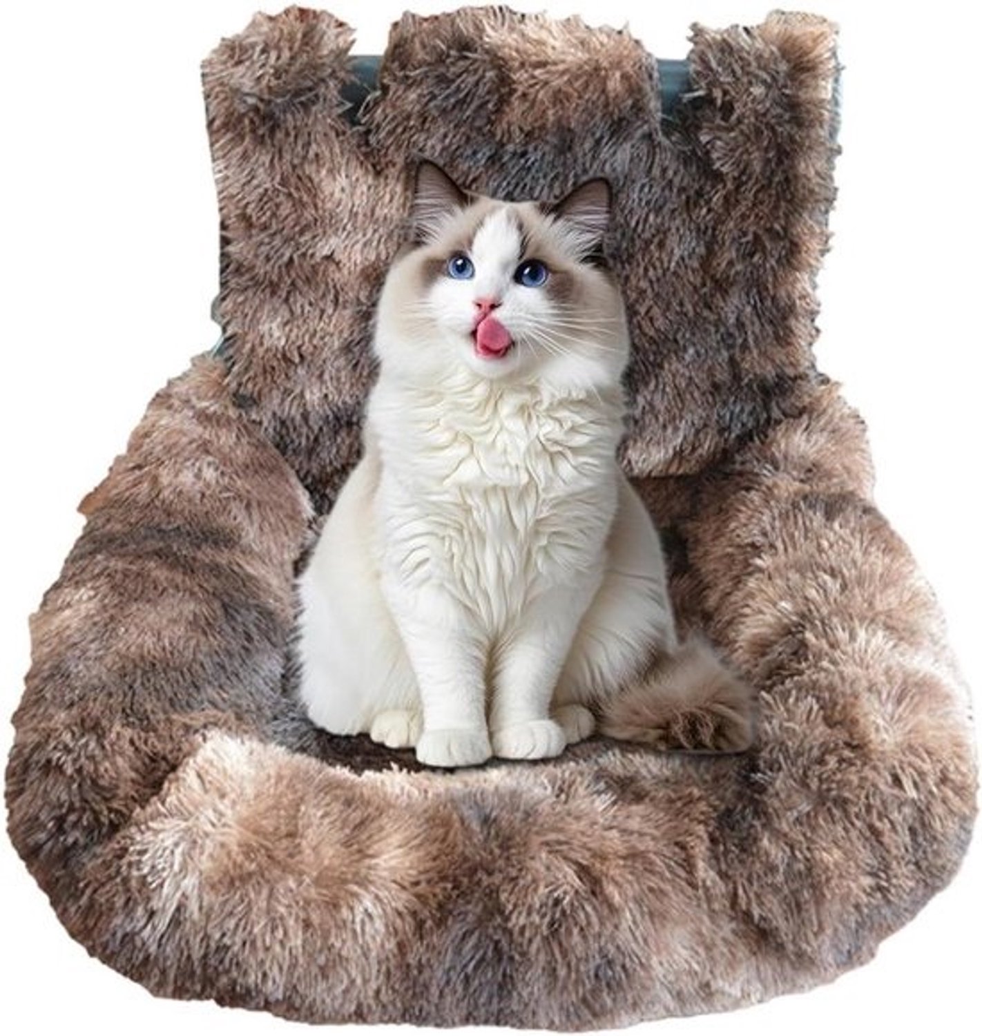 Autostoel voor honden - Zitverhoger voor puppy's - Voor veilig reizen - Wasbaar pluche - 60 x 60 cm - Donker koffiebruin