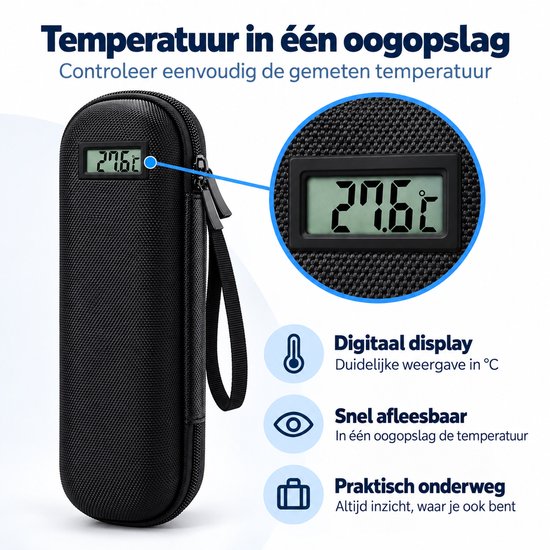 Insuline Koeltas - Met Temperatuurweergave - 2 Ice Packs - Diabetes Etui - Medicatie Koeltas - Zwart — afbeelding 4