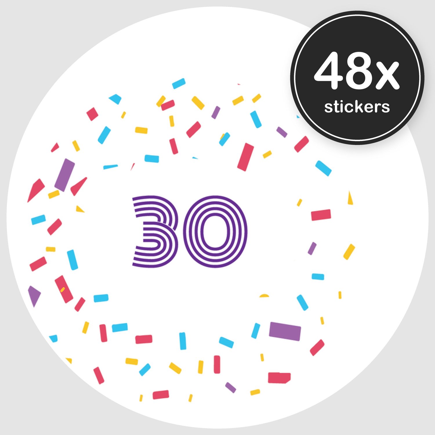 Sluitstickers Verjaardag - 48 stuks - Rond 30 mm - Verjaardag Stickers - Sluitzegel Uitnodiging - Design 071