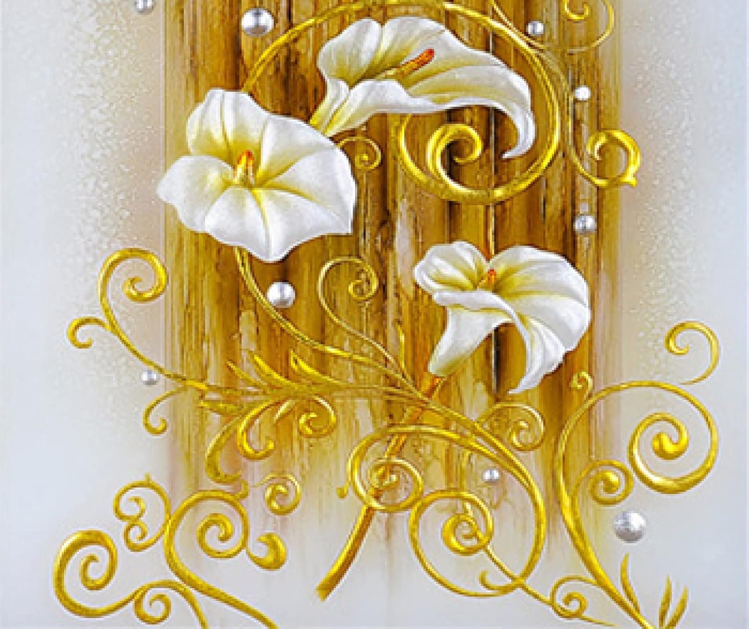 5D diamant schilderij kits 30 x 40 cm - gouden bloemen - DIY volledige boor kunst - leuk cadeau voor thuis decor - Vemera