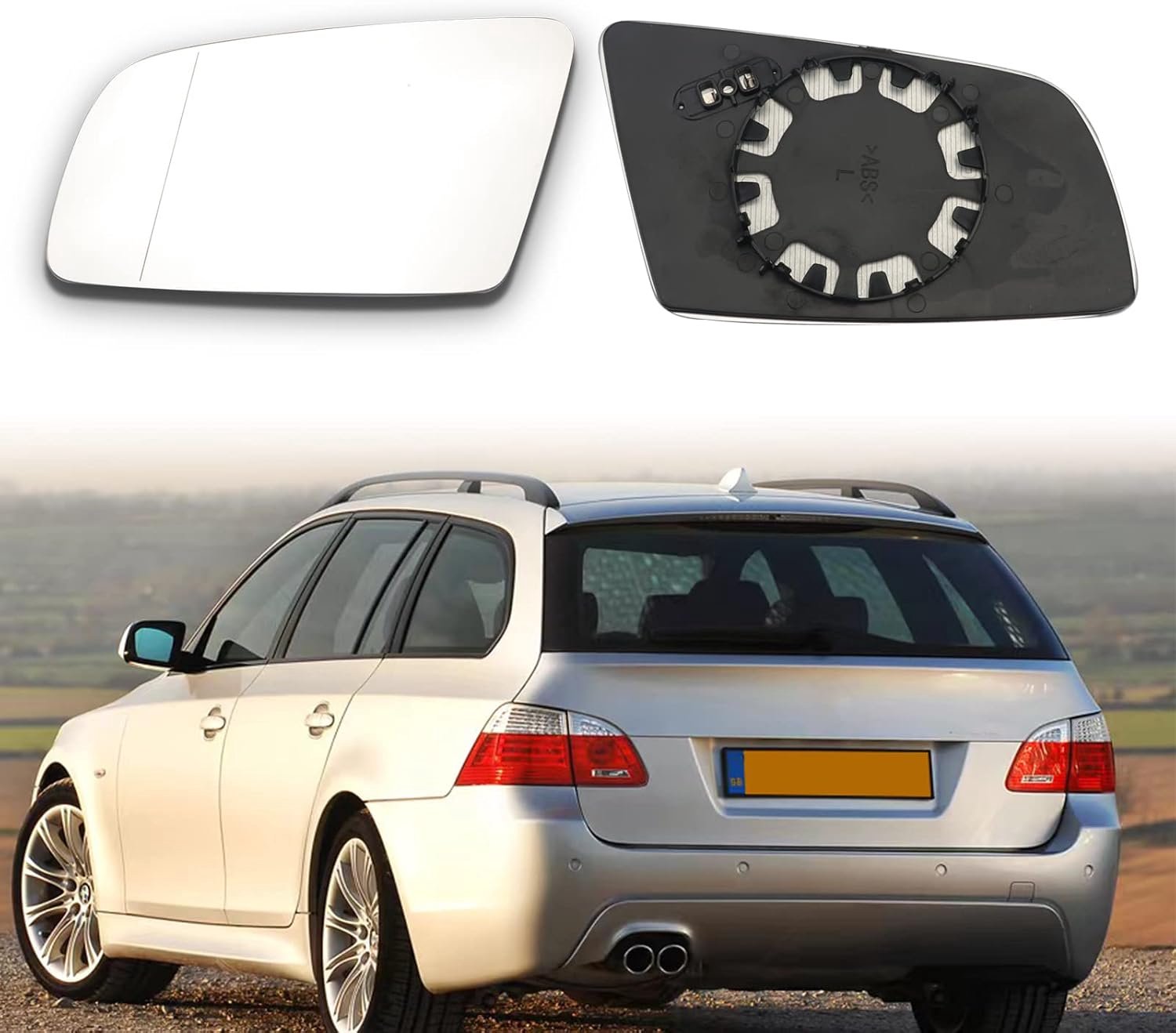 Vervangglas voor spiegel links - asferisch groothoek - verwarmd - perfect voor BMW E60 E61 E63 E64 - ServiceTopper