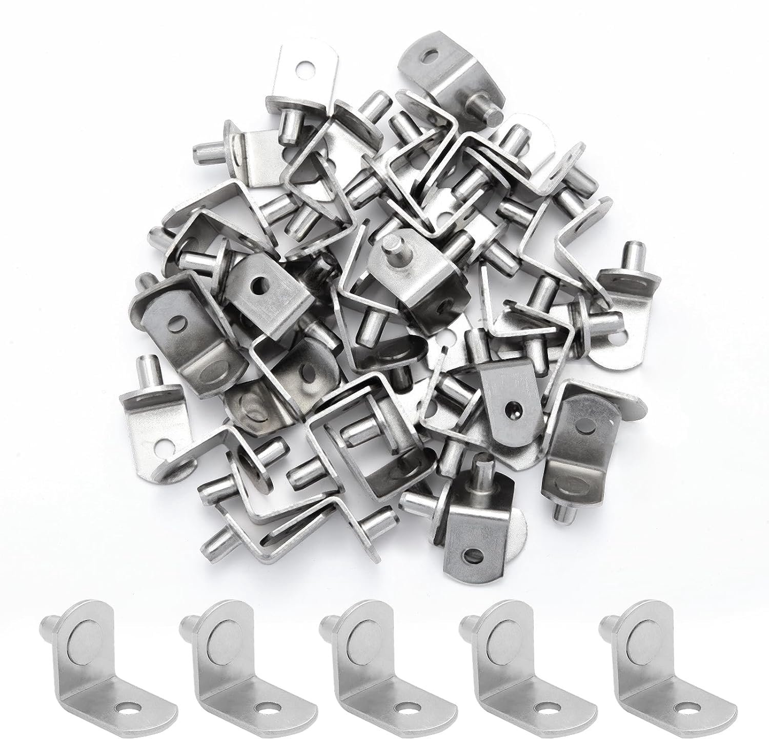 Planksteunen 50 stuks - L-vormig 6 mm - Vernikkeld met gat - Ideaal voor meubelondersteuning - ServiceTopper
