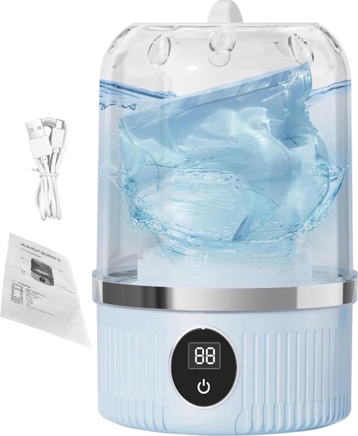 Compacte wasmachine - Draagbare wasmachine - Voor onderweg - Energiezuinig, 3 programma's - 215 x 135 x 215 cm