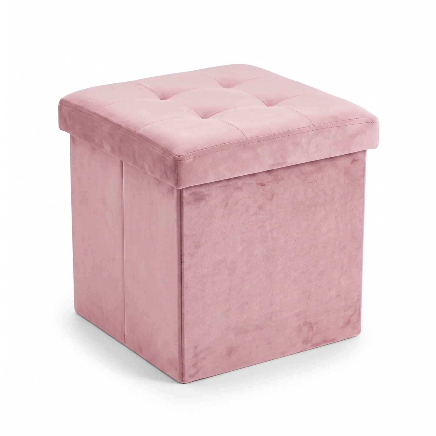 SCENA LIVING - Vouwpoef met opbergruimte, fluweel, opvouwbaar, 38 x 38 x 38 cm