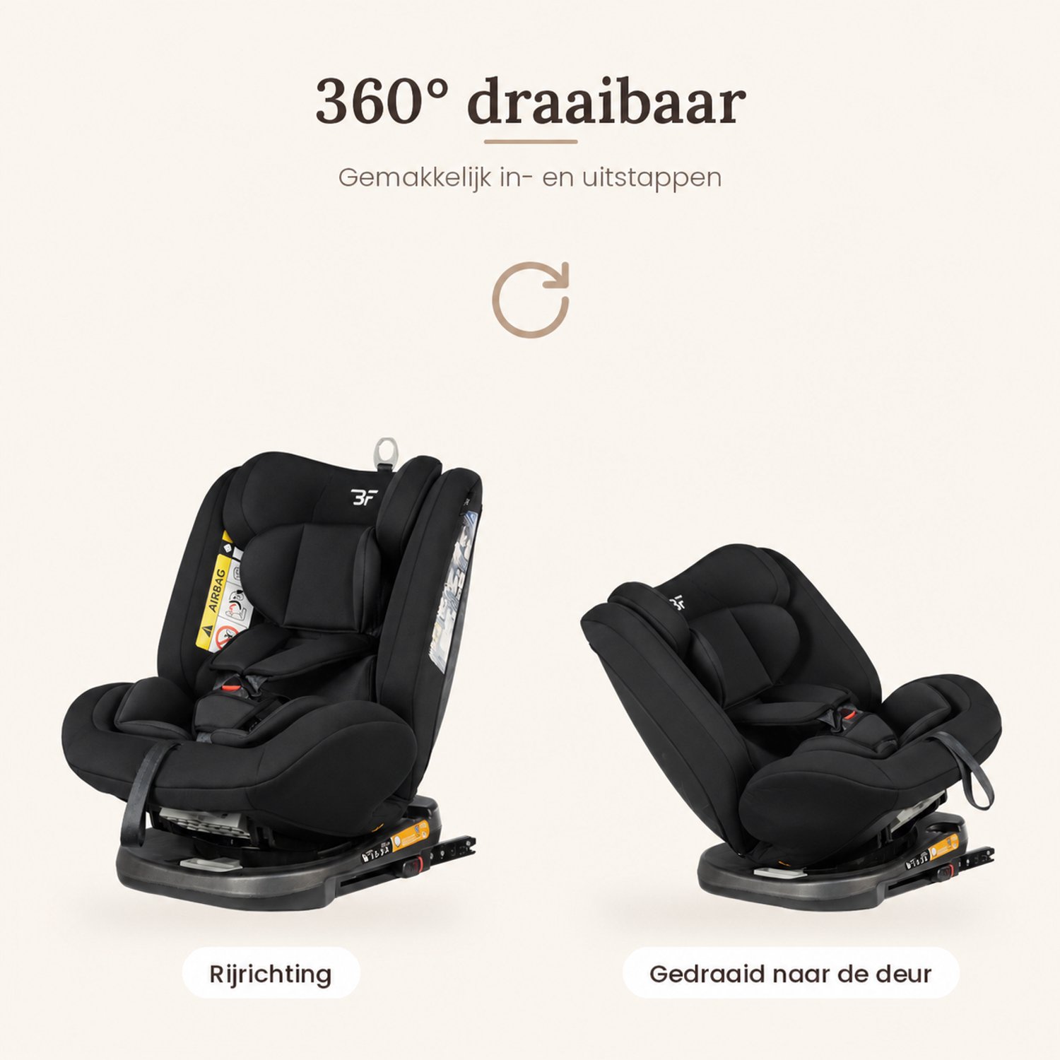 Bebies First Autostoel 360 Graden – i-Size Autostoel 40-150 cm – Draaibaar met ISOFIX en Top Tether – Zwart – foto 6