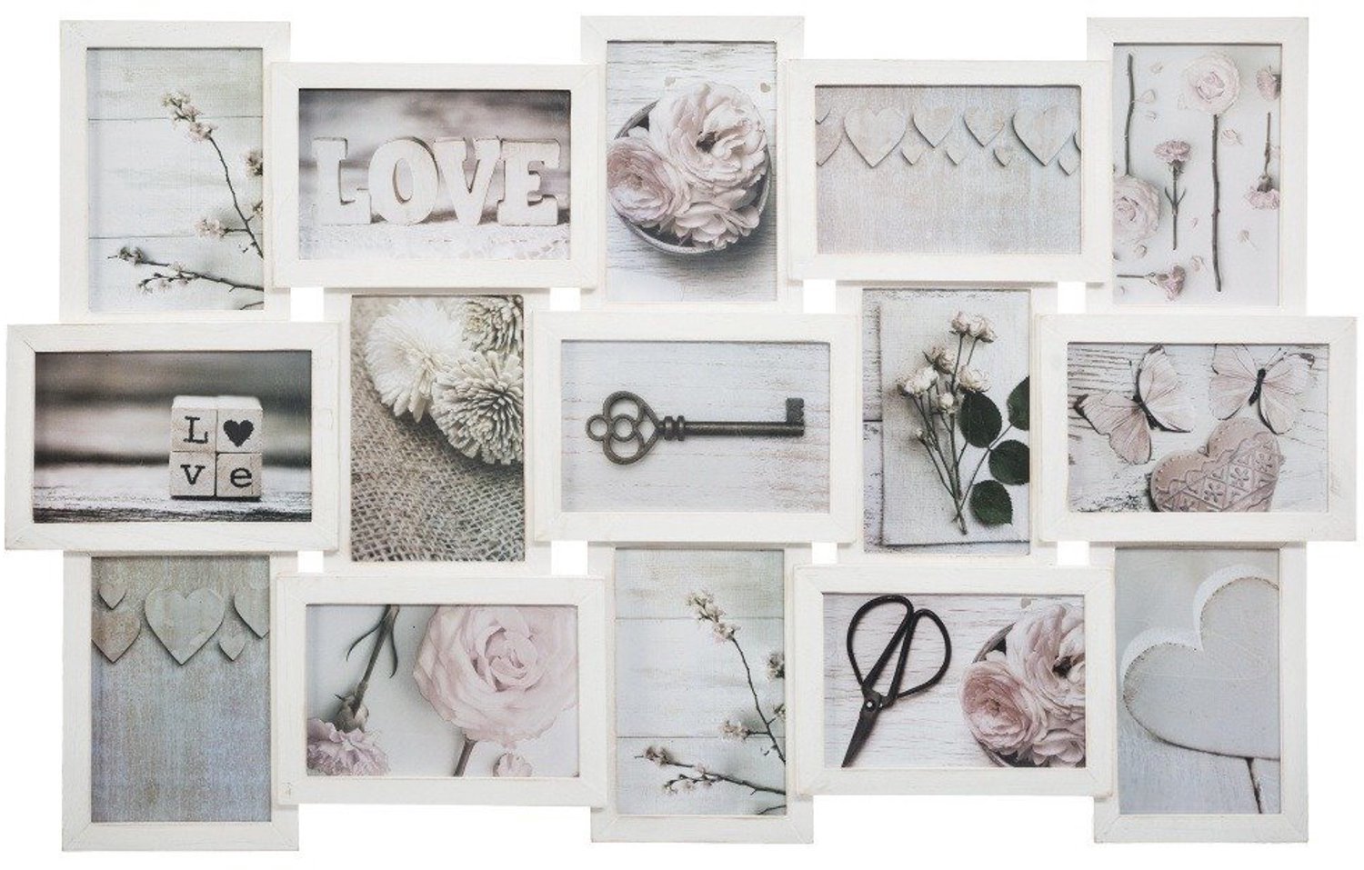 Atmosphera Fotolijsten collage, 15 stuks, verweerde look Beige