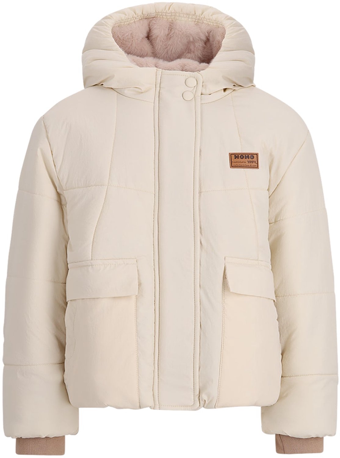 NONO - Backy Short hooded Girls Winterjacket - Pearled Ivory - Maat 110.0
