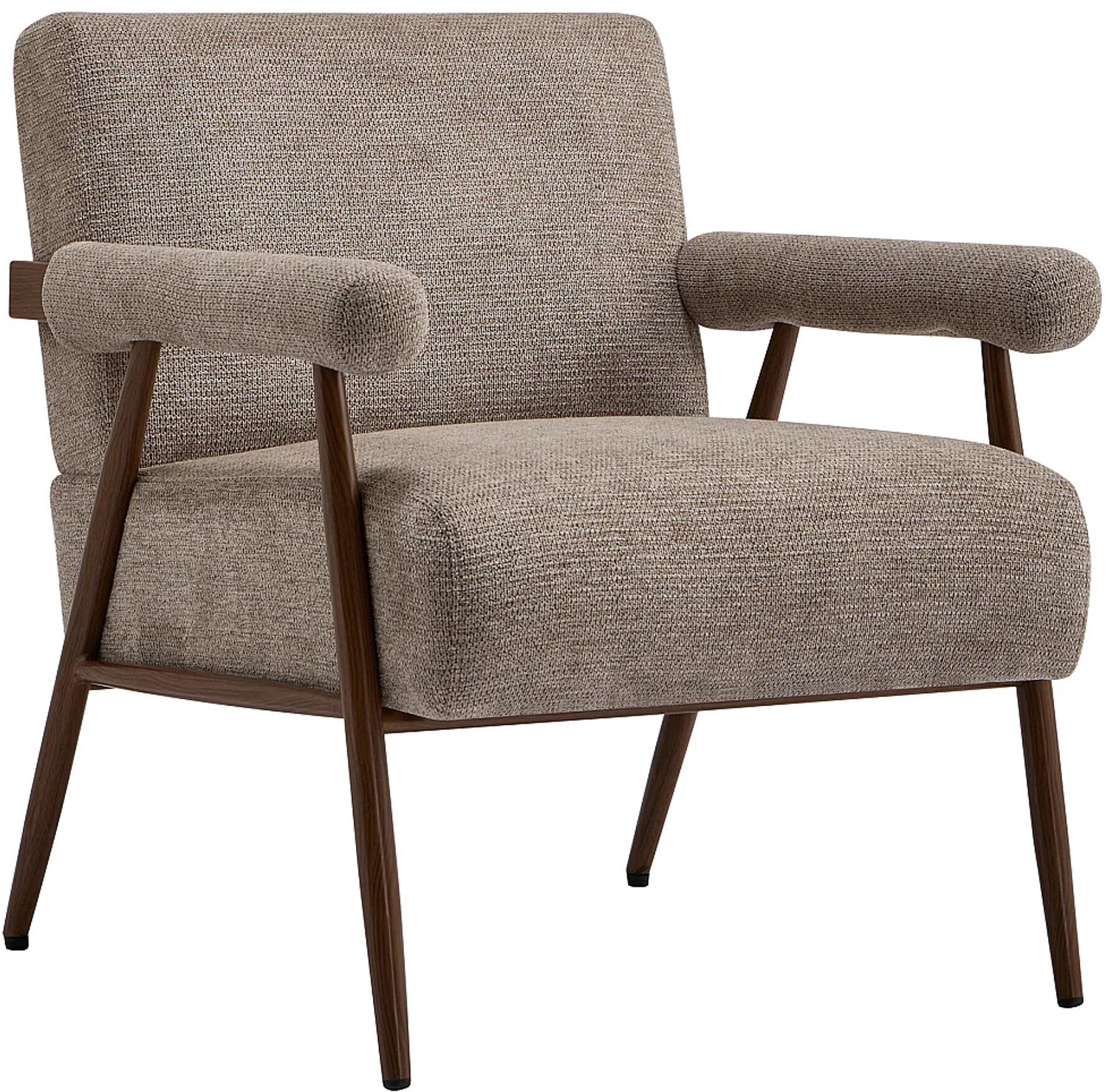 Vente-unique Fauteuil in taupe getextureerde stof met poten in houtlook MIROSIA